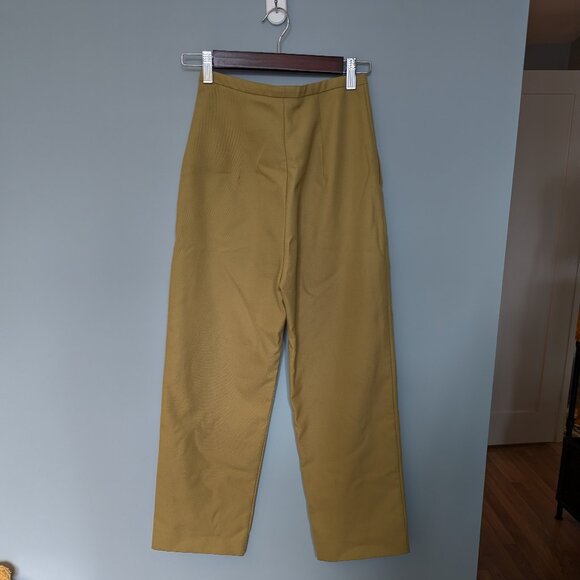 Toteme Mustard Yellow Cotton Twill High Waisted Wide Leg Pants XS - Picture 3 of 14